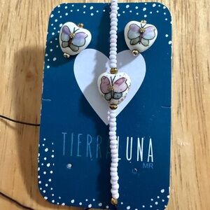 Butterfly Earrings - Purple and White